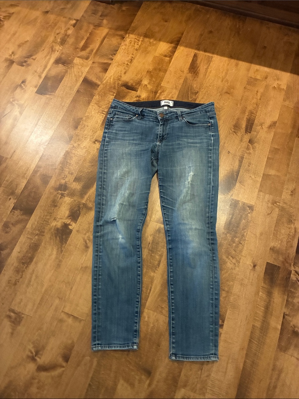 PAIGE Skinny Jeans in Faded Blue Wash